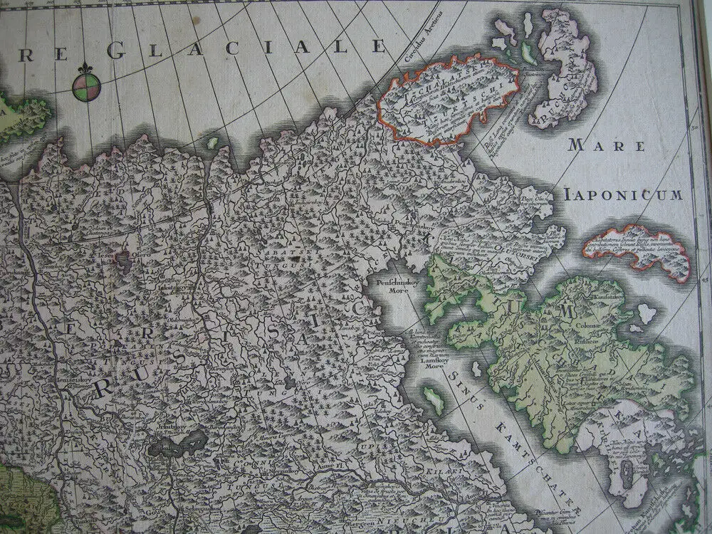 Russland Großrussland Orig Kupferstichkarte M. Seutter koloriert 1710 3