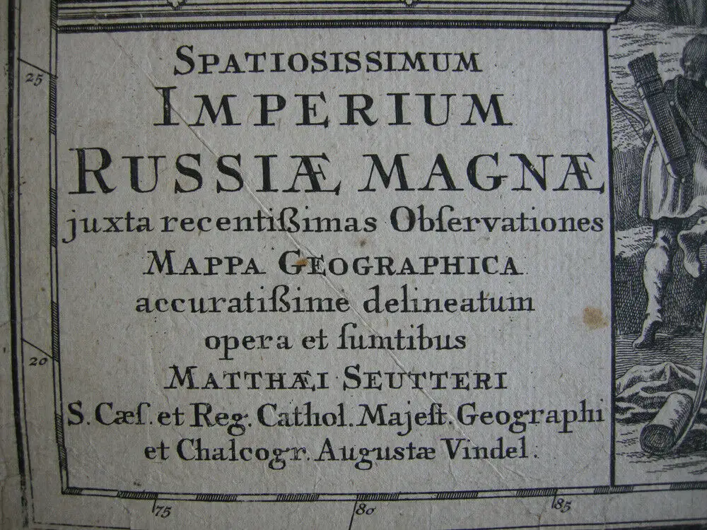 Russland Großrussland Orig Kupferstichkarte M. Seutter koloriert 1710 7