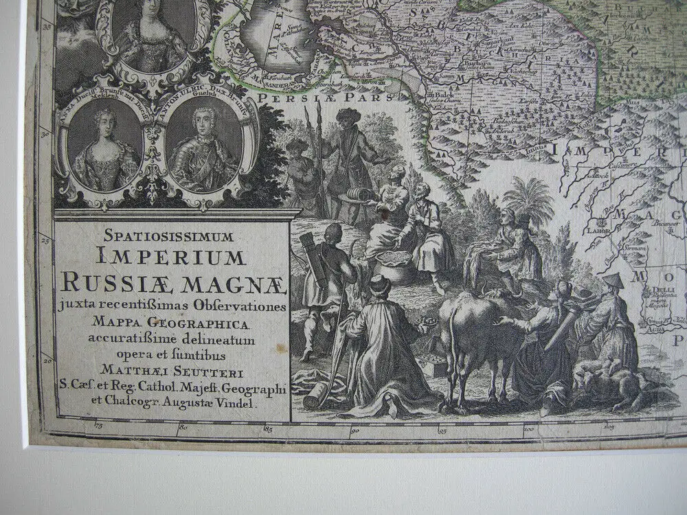 Russland Großrussland Orig Kupferstichkarte M. Seutter koloriert 1710 8