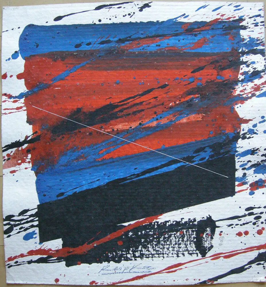 Jürgen Reipka (1921-2014) Geometrische Komposition Rot Blau Schwarz Acryl 1984 0
