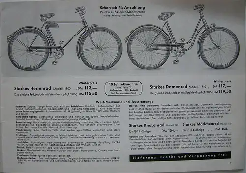 Warenkatalog Mein H. W. M. Rad Fahrräder Solingen Hans W. Müller 1955