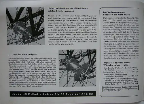 Warenkatalog Mein H. W. M. Rad Fahrräder Solingen Hans W. Müller 1955