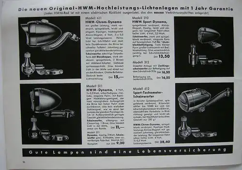 Warenkatalog Mein H. W. M. Rad Fahrräder Solingen Hans W. Müller 1955
