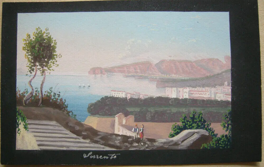 Sorrento Pesta Napoli Vesuvio Corso Vittorio Emanuele 4 Miniatur Gouachen 1850 1