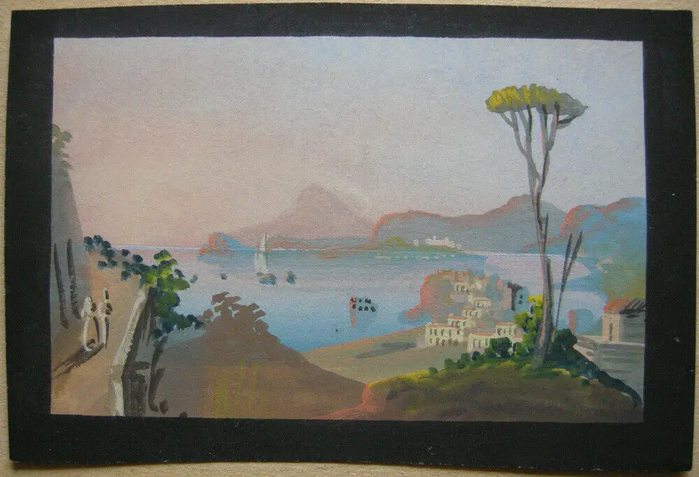 Sorrento Pesta Napoli Vesuvio Corso Vittorio Emanuele 4 Miniatur Gouachen 1850 3