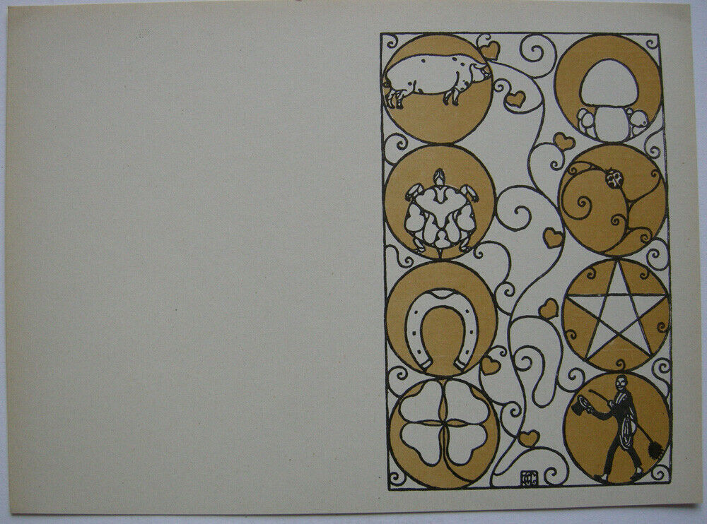 Carl Otto Czeschka (18781960) Neujahr Glücksbringer Orig Lithografie