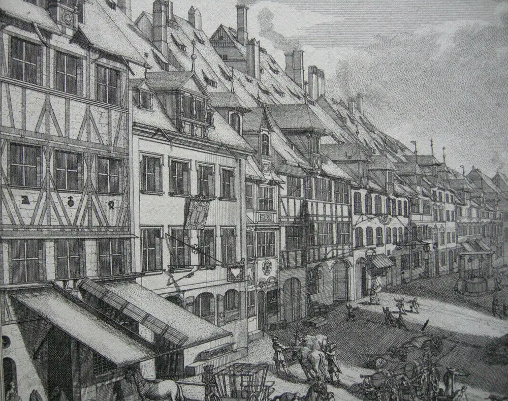 J A Delsenbach Äußere Laufer Gasse Nürnberg Orig Kupferstich 1755 Mittelfranken 2