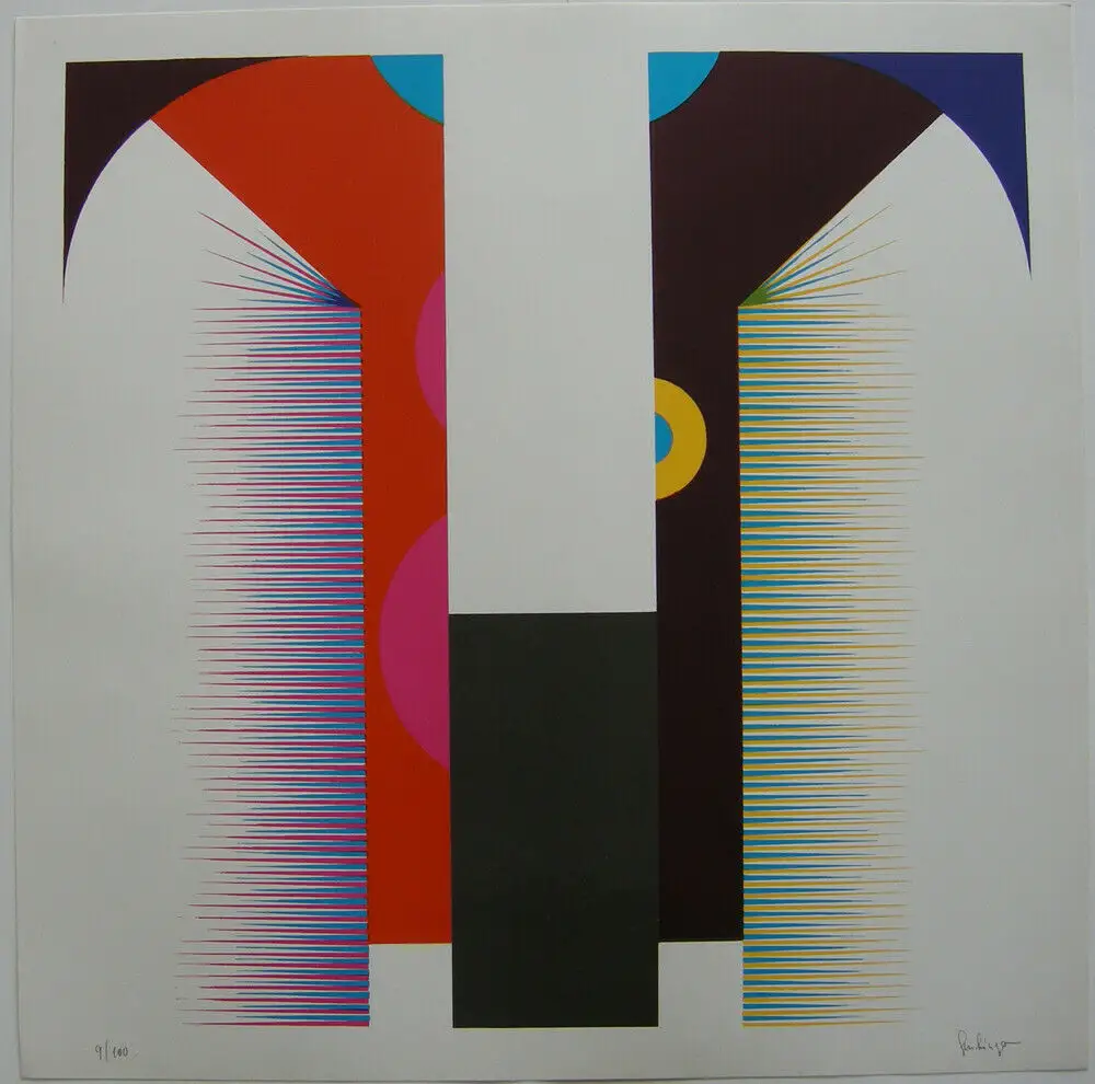 Fritz Genkinger (1934-2017) Geometr Komposition Serigrafie signiert 1968 op-art 0
