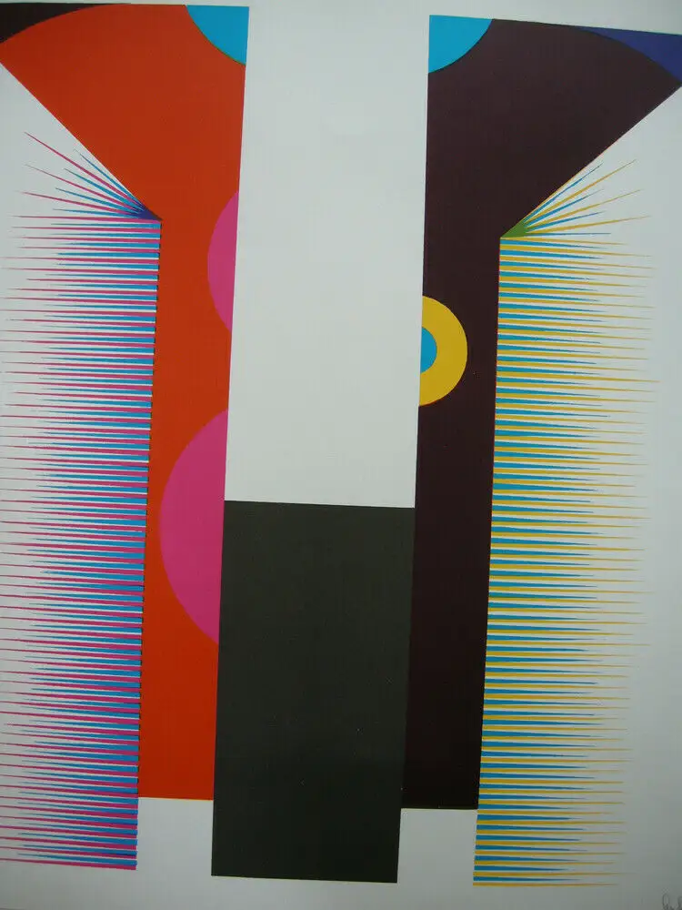 Fritz Genkinger (1934-2017) Geometr Komposition Serigrafie signiert 1968 op-art 1