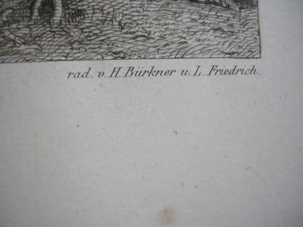 In der Furth Orig Radierung Bürkner nach Ludwig Richter um 1860 Romantik 2