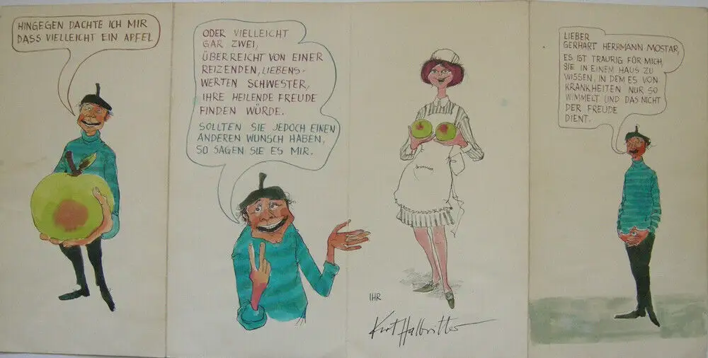 Kurt Halbritter (1924-1978) Genesungswünsche Mostar Leporello 8 Aquarelle sign 2