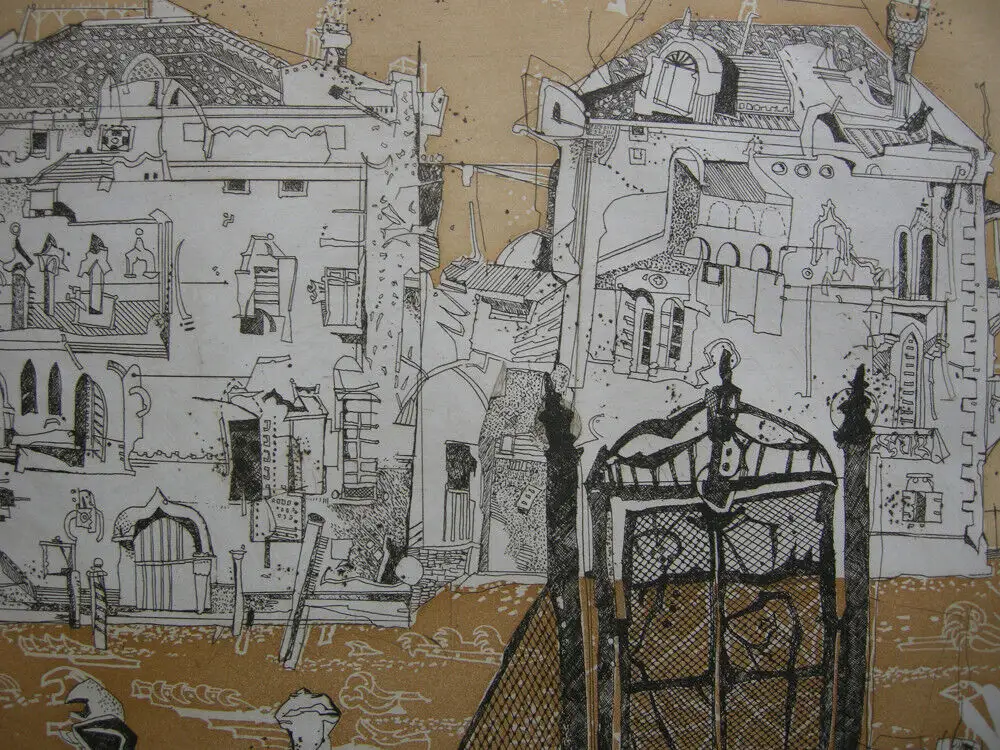 Simon Dittrich (1940) Venedig Canale Grande Orig Radierung 1975 signiert 3