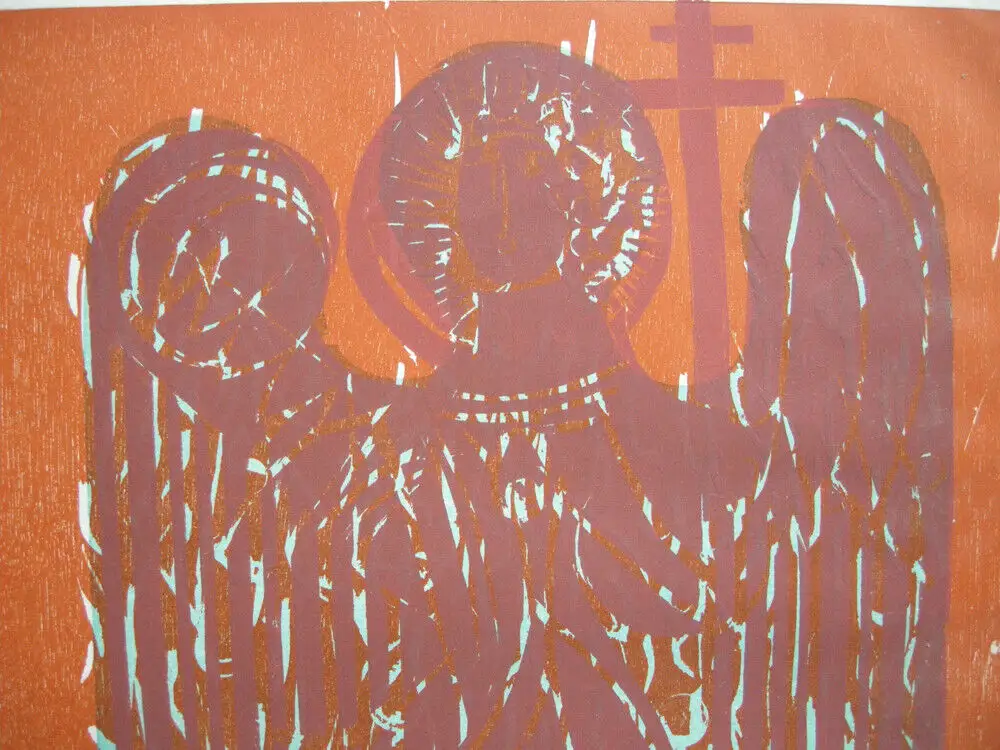 HAP Grieshaber (1909-1981) Der Ostengel Orig Farbholzschnitt 1965 signiert 2