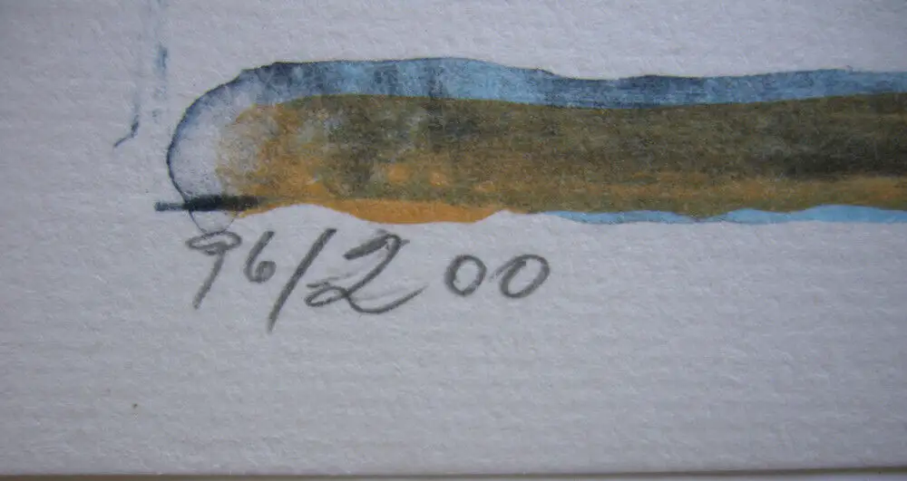 Oskar Koller aquarellierte Lithographie Unter blauem Himmel signiert 1990 2