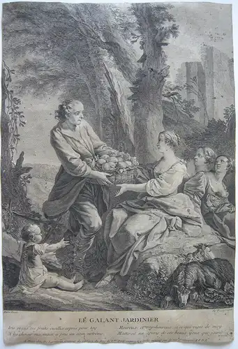 Le Jardiner galant Der galante Gärtner Radierung Rokoko um 1780