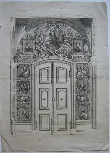 Bilderwand Wiener Galerie Theatrum Artis Orig Radierung 1729 Anton Jos. Prenner