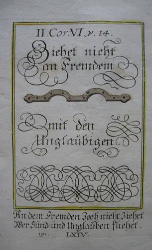 Alkolorierte geistliche Emblemkupferstiche Bodenehr Höhle des Löwen Rebus 1699
