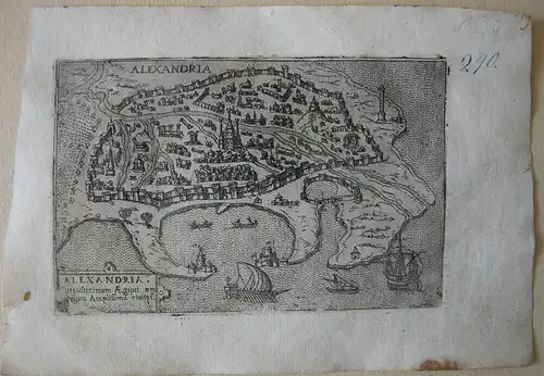 Francesco Valegio (ca. 1560 -) Alexandria Ägypten Vogelschau Ansicht Radg 1598