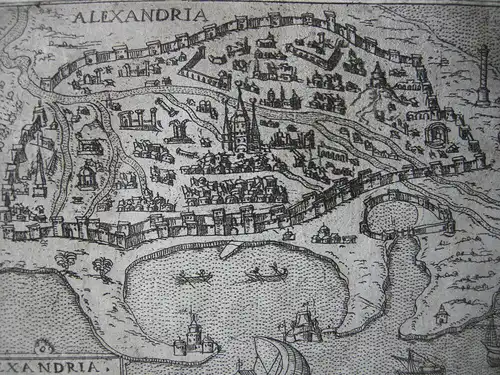 Francesco Valegio (ca. 1560 -) Alexandria Ägypten Vogelschau Ansicht Radg 1598