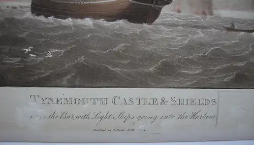 Karavellen von Tynemouth Castle & Sh England Orig Farblithografie R. Dodd 1797