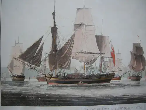 Karavellen von Tynemouth Castle & Sh England Orig Farblithografie R. Dodd 1797