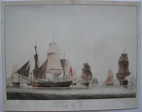 Karavellen vor Flamborough Head England Orig Farblithografie R. Dodd 1797
