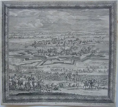 Rees Kleve Belagerung 1672 Ludwig XIV. Kupferstich Corvinus Wolff 1715