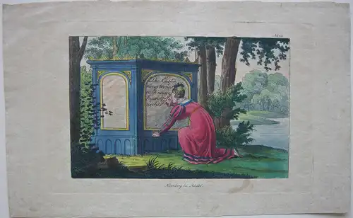 Freundschaftsbild In Stein gemeißelt altkolor Umrisskupfer 1820 Liber amicorum