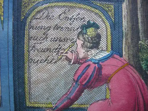 Freundschaftsbild In Stein gemeißelt altkolor Umrisskupfer 1820 Liber amicorum