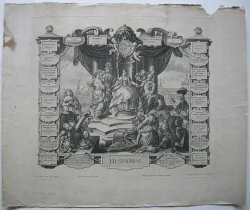 Hispania Allegorische Darstellung España Spanien Kupferstich Kilian 1736