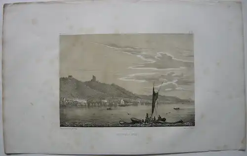 Gesamtansicht Bodman Konstanz Bodensee getönte Lithografie V. Adam 1830