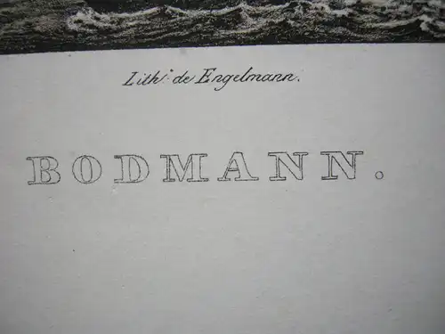 Gesamtansicht Bodman Konstanz Bodensee getönte Lithografie V. Adam 1830