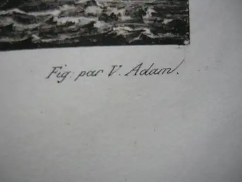 Gesamtansicht Bodman Konstanz Bodensee getönte Lithografie V. Adam 1830
