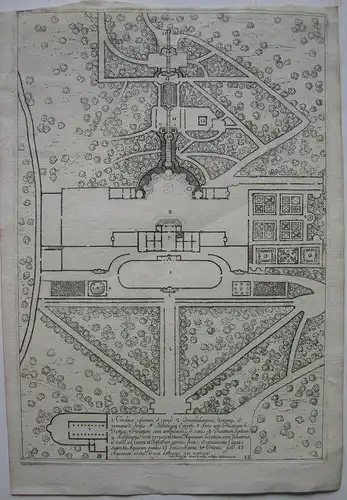 Grundriss Gärten Villa Aldobrandina Italia Lazio Kupferstich Dom. Barriere 1647