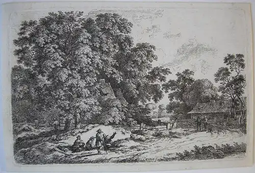 Ferdinand Kobell (1740-1799) Bauernkate im Wald Orig Kupferstich 1779