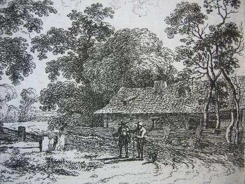 Ferdinand Kobell (1740-1799) Bauernkate im Wald Orig Kupferstich 1779