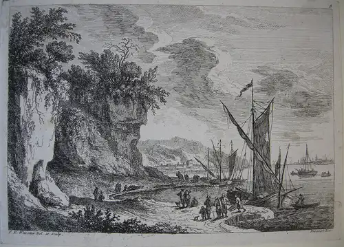 Jan van de Velde (1593-1641) Landschaft mit Rundturm Orig. Radierung um 1630