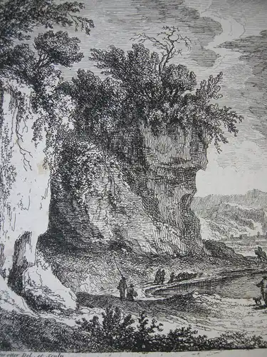 Jan van de Velde (1593-1641) Landschaft mit Rundturm Orig. Radierung um 1630