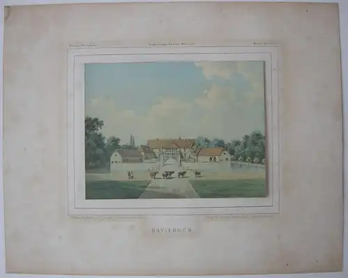 Haus Havixbeck Münster Farblithografie C. Hohe Duncker 1865 Gutshof TwicTrägekel