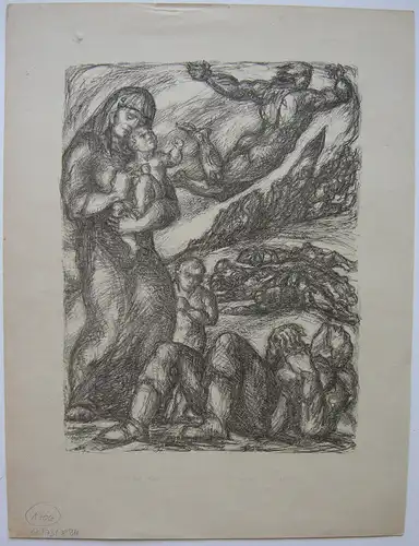 Otto Hettner (1875-1931) Andenken der Gefallenen Lithografie ca 1920