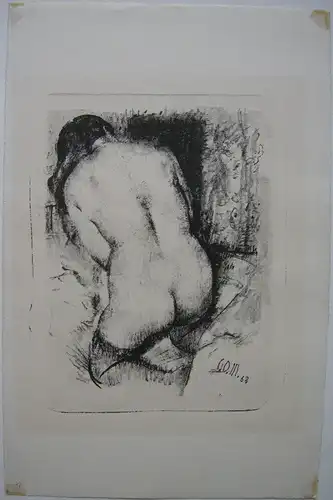 Carl Otto Müller (1901-1970) Aus dem Bad weiblicher Rückenakt Lithografie 1968