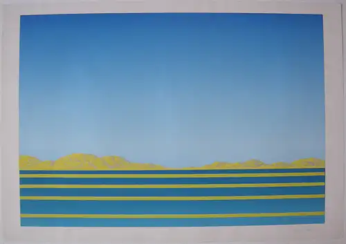 Rolf Liese (1937) Landschaft Gelb Blau Orig Serigrafie signiert 1970