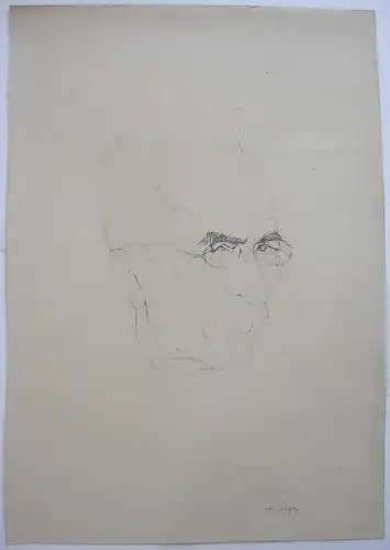 Anna Dräger-Mühlepfordt (1887-1973) Portrait eines Herrn Lithogr 1960 signiert