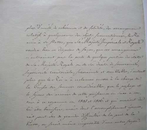Französische Handschrift Napoleonische Kriege Souveränität König Sachsen 1806/7
