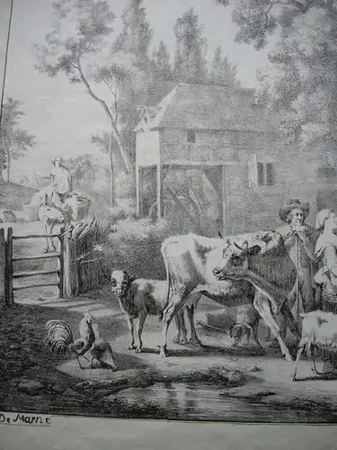 Jean-Louis DEMARNE (1752/54-1829) Bauernhofszene Lithografie bei Engelmann 1830