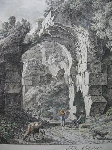 Joh. Chr. Reinhart (1761-1847) Nel Colosseo altkolor Orig Radierung 1792