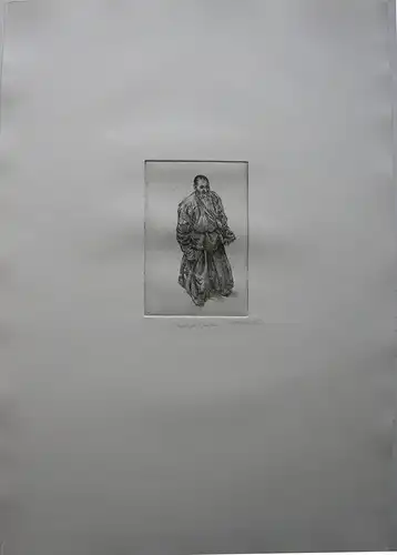 Hector McDonnell (1947) Tibet Mönch in Tsurphu Orig Radierung signiert Probedr