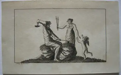 Stammbuchblatt Hephaistos schmiedet Pfeile für Artemis Wiederhold 1820