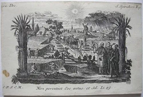 Gebrüder Klauber Heiliger Spyridion Wundertätiger Korfu Kupferstich 1750