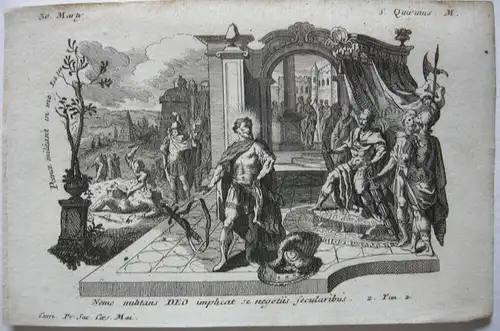 Gebrüder Klauber Heiliger Quirinus von Rom Märtyrer Kupferstich 1750